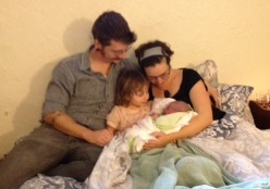Kevin, Adele, Edie and Rory, on the morning of Rory's birth